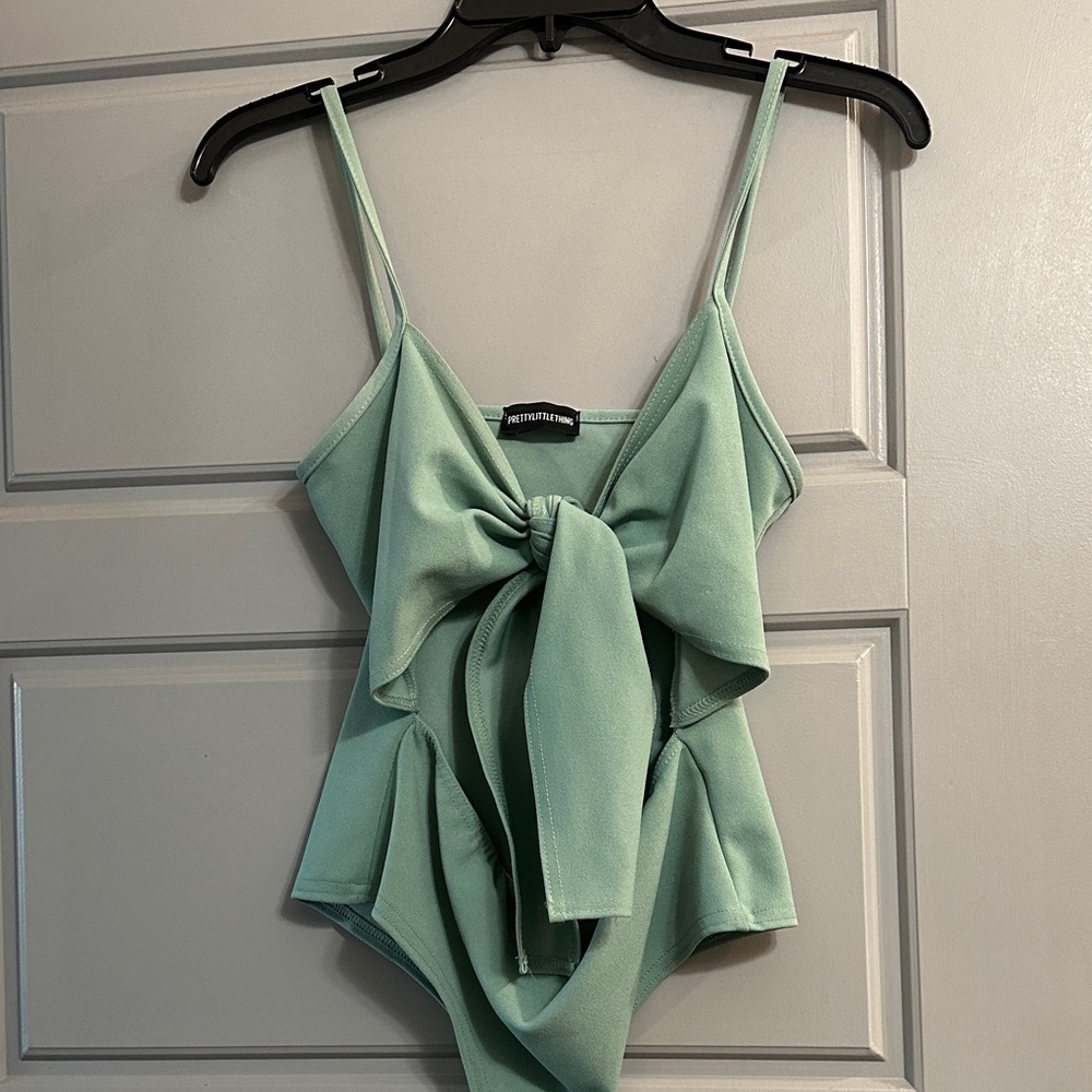 PrettyLittleThing Sage Green Bow Bodysuit